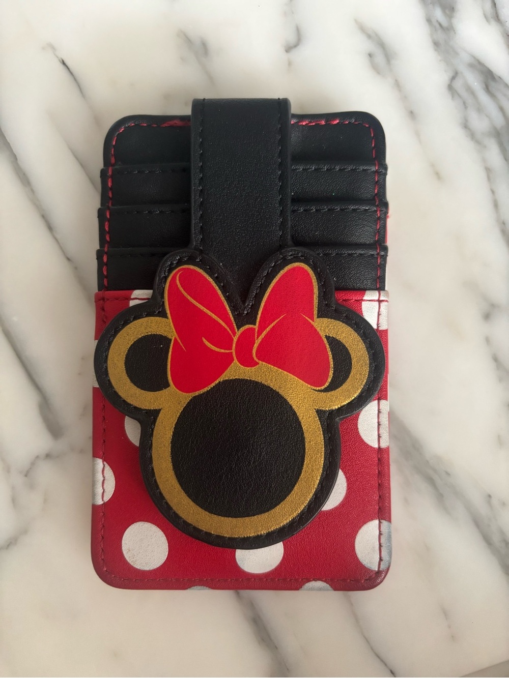 Disney  Polka Dot Minnie Mouse Card Holder - Red, Black, Gold